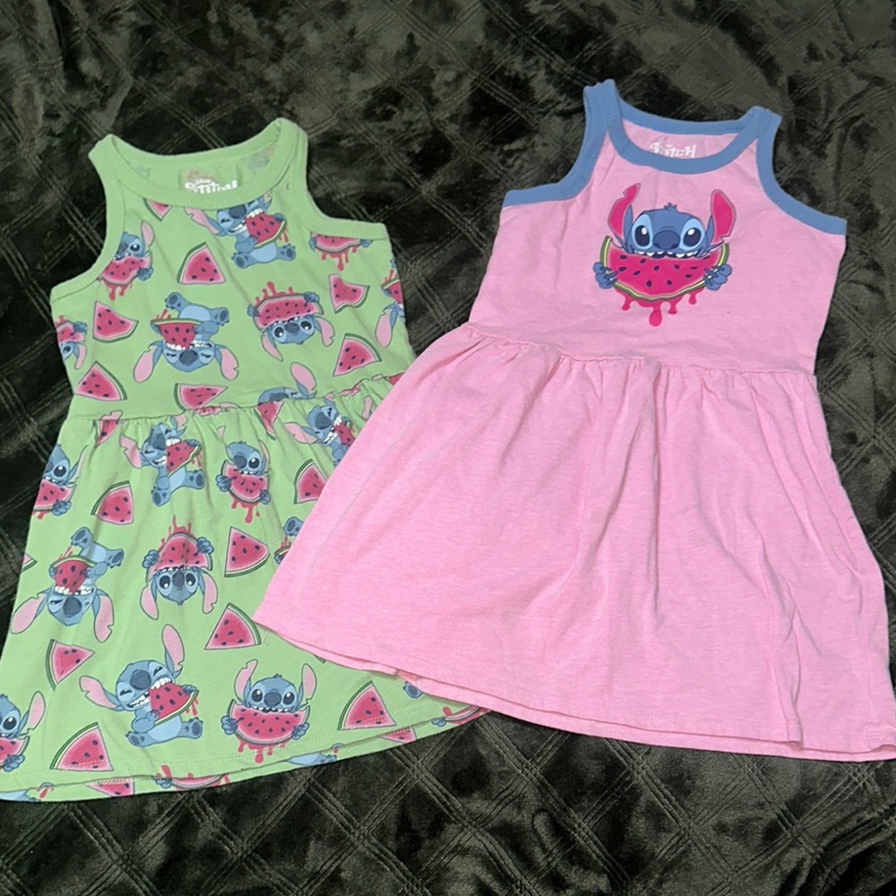 Disney Stitch Kids Dress Set - Green and Pink
